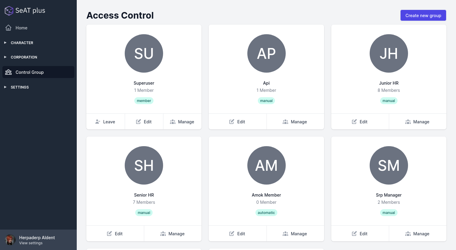 Control Group View