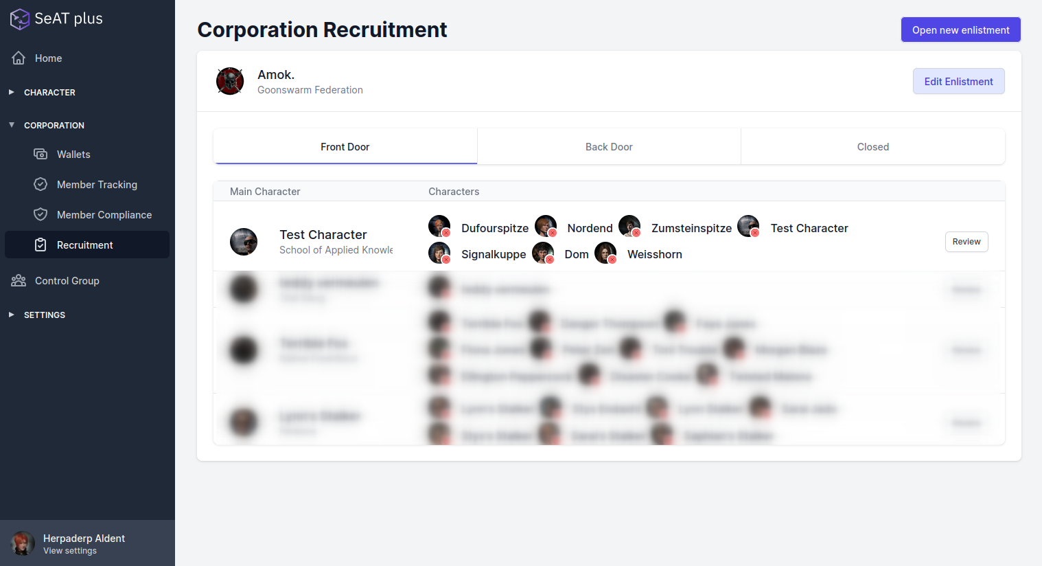 Corporation Recruitment view